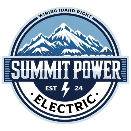 Summit Power Electric round badge — Wiring Idaho Right, est. 2024