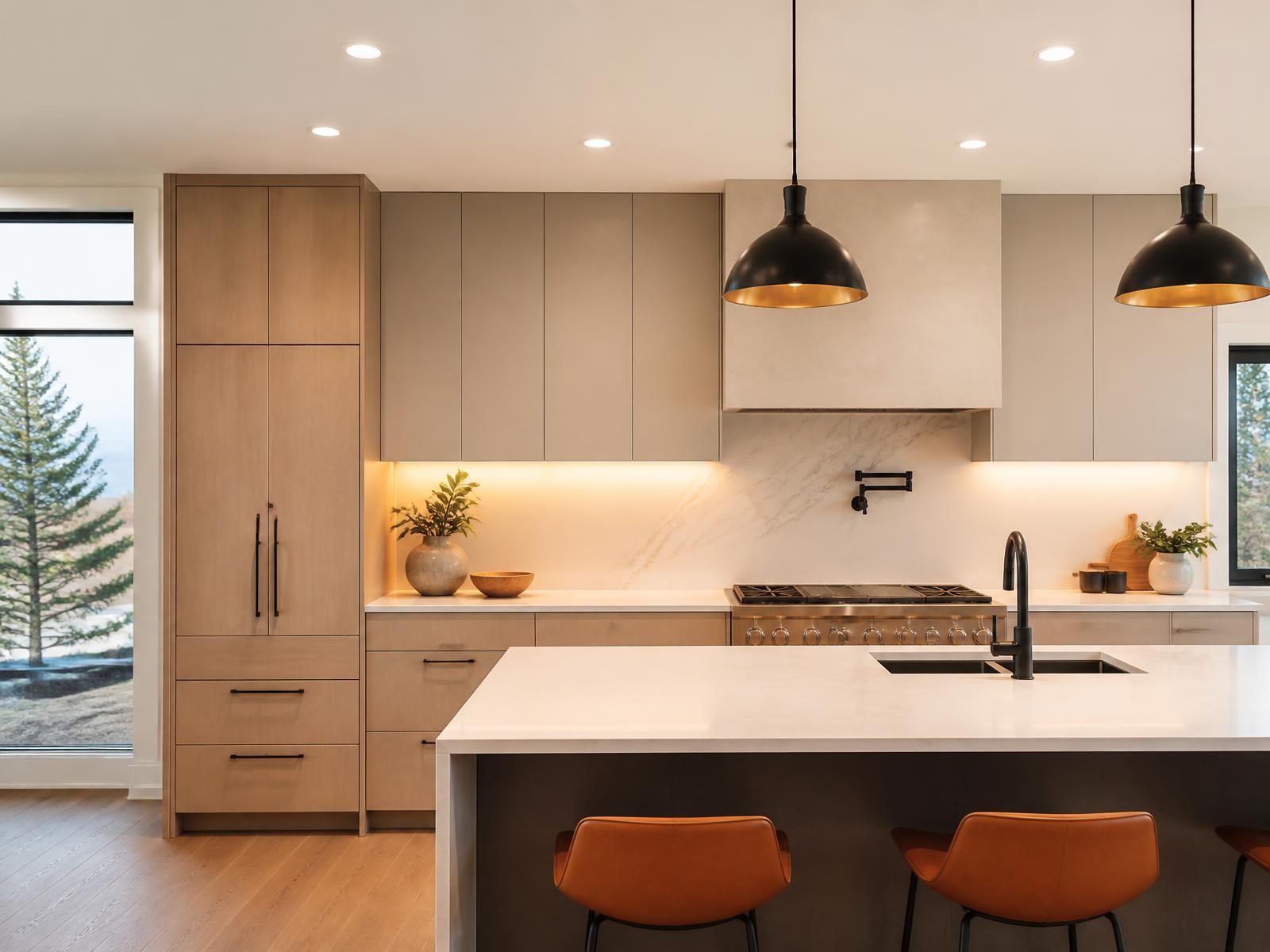Remodeled kitchen with under-cabinet LED lighting and recessed ceiling fixtures